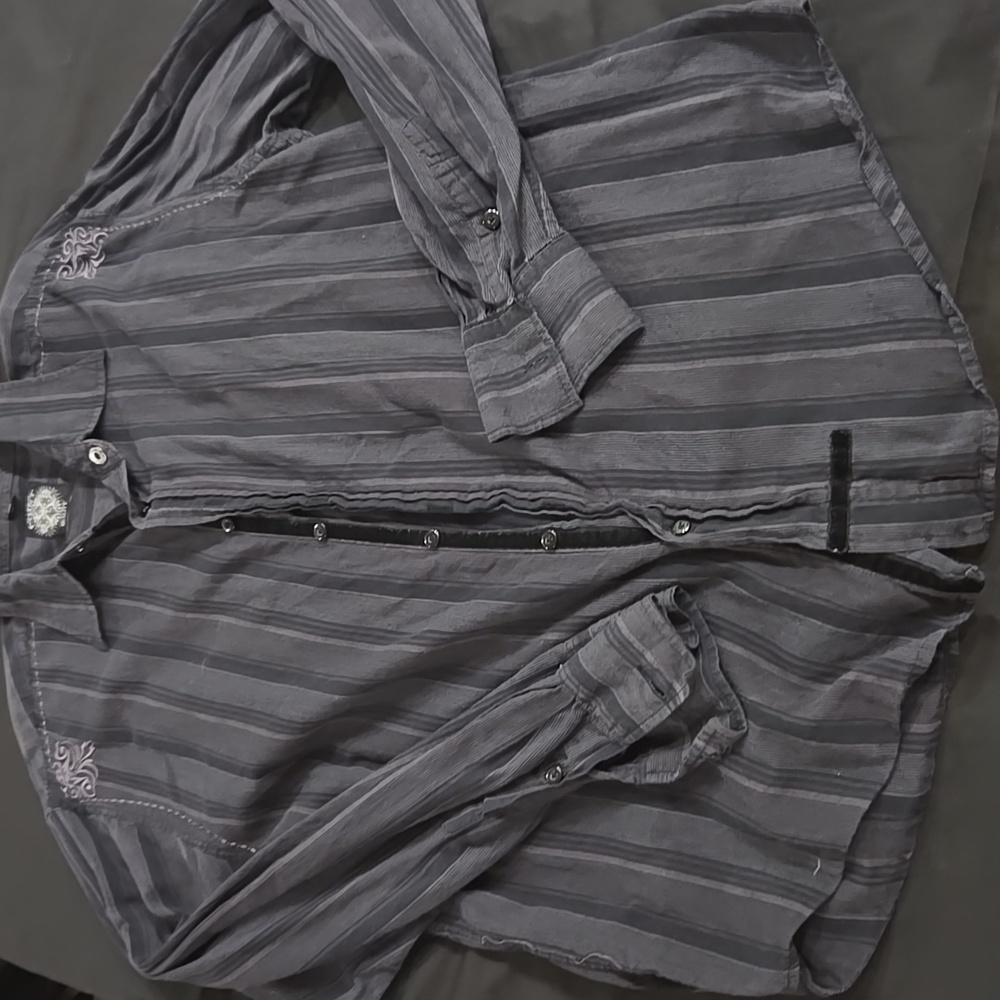 Men's Gray Striped Shirt Long Sleeves